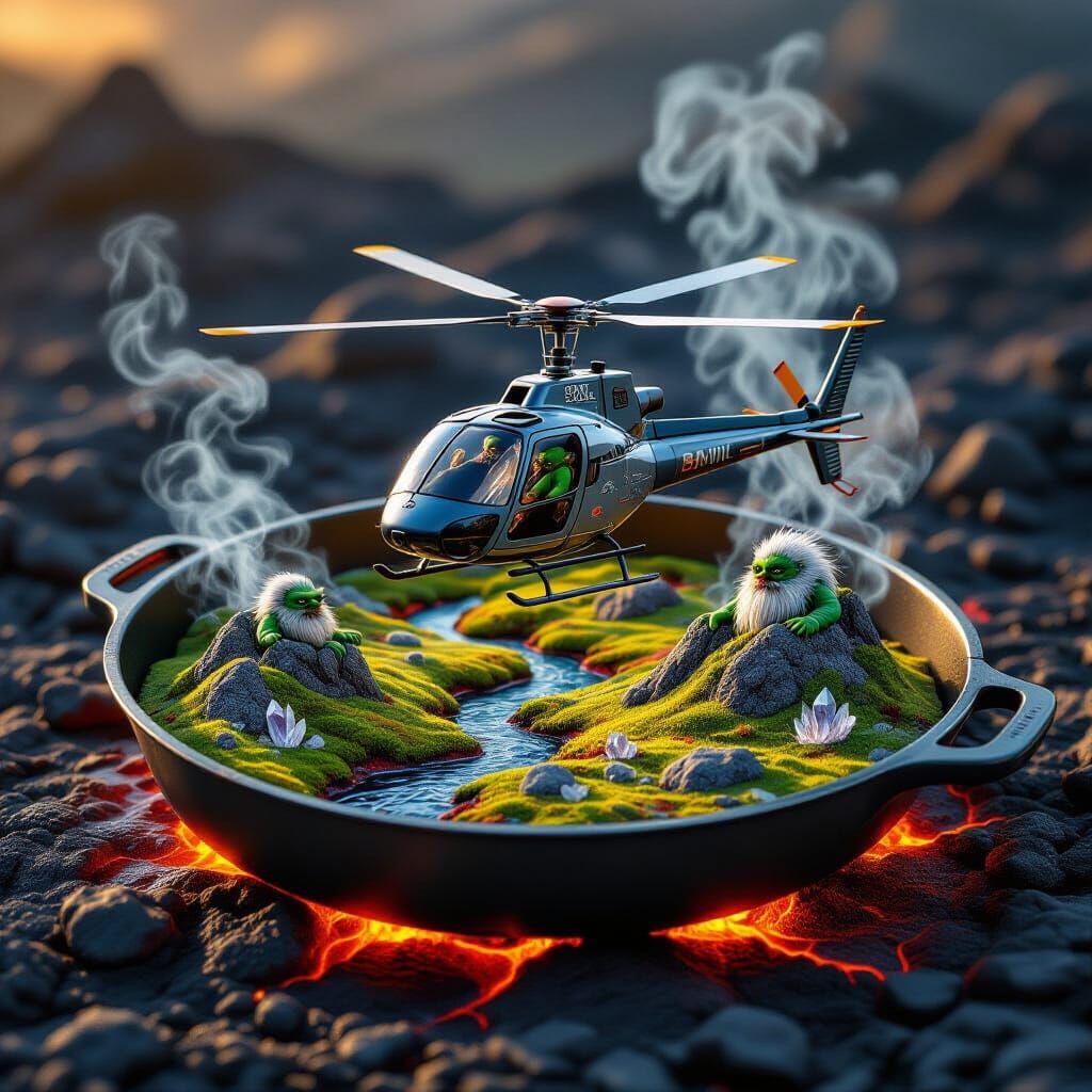 Stone Helicopter in Frying Pan Landscape
