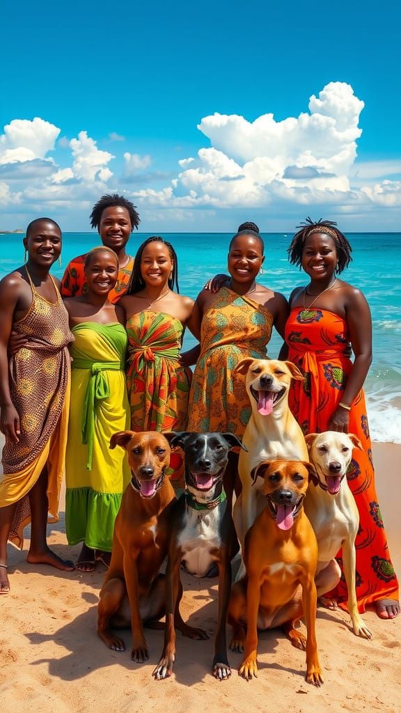 Joyful Africans Pose with Loyal Dog Breeds on Breathtaking A...
