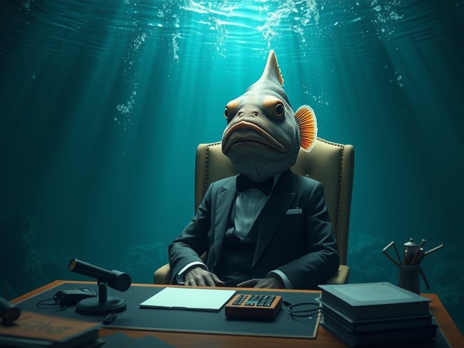 Surrealistic Cod Godfather in Digital Art Style