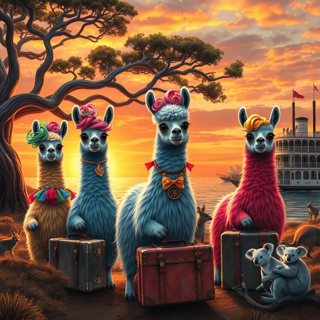 Llamas Arrive in Australia: Fantasy Concept Art