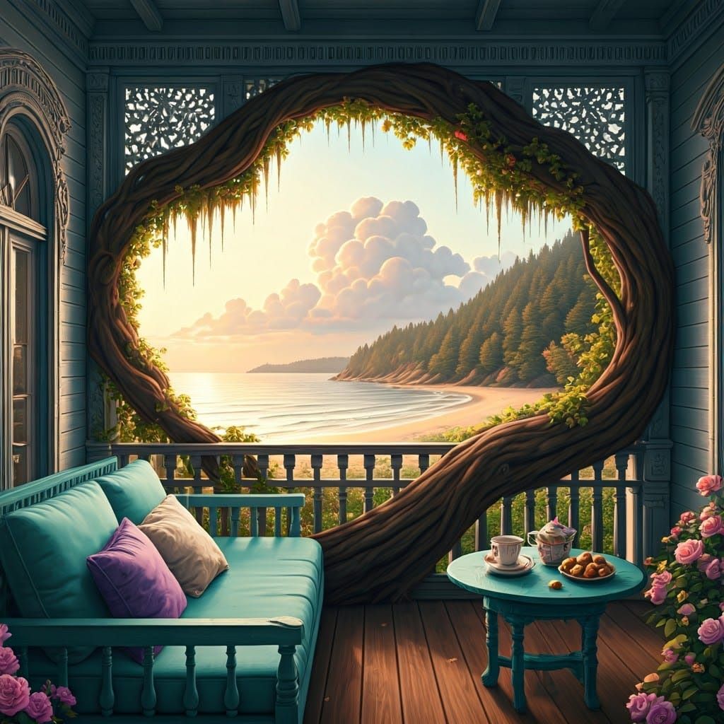 Whimsical Victorian Mansion Balcony