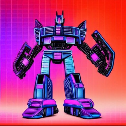 Synthwave Transformers in Retro Neon Style