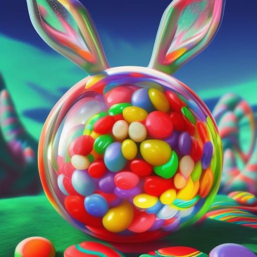 Crystal Ball Rabbit in Candy Art Style