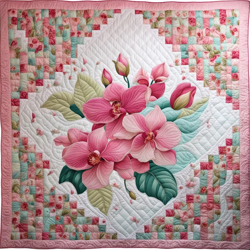 Quilted Orchid Blanket in Warm Summer Colors