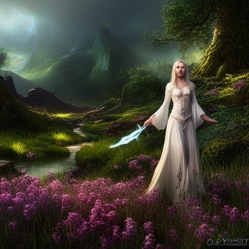 Animal Girl in Elven Forest Meadow