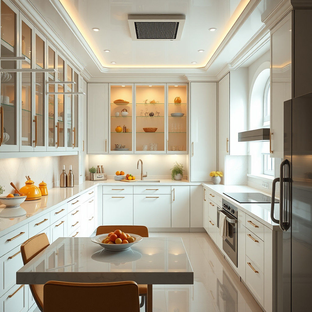 Opulent 1980s Kitchen in Retro Apartment, Photorealistic Mat...