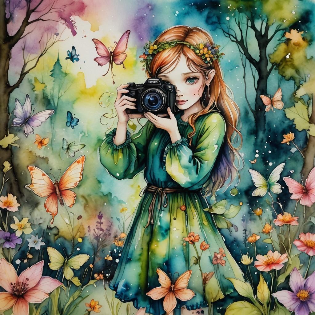 Fairies Photographed in Fantasy, Watercolor Alcohol Ink