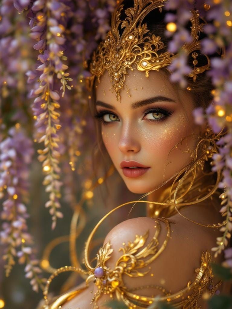 Ethereal Wisteria Fae with Golden Details