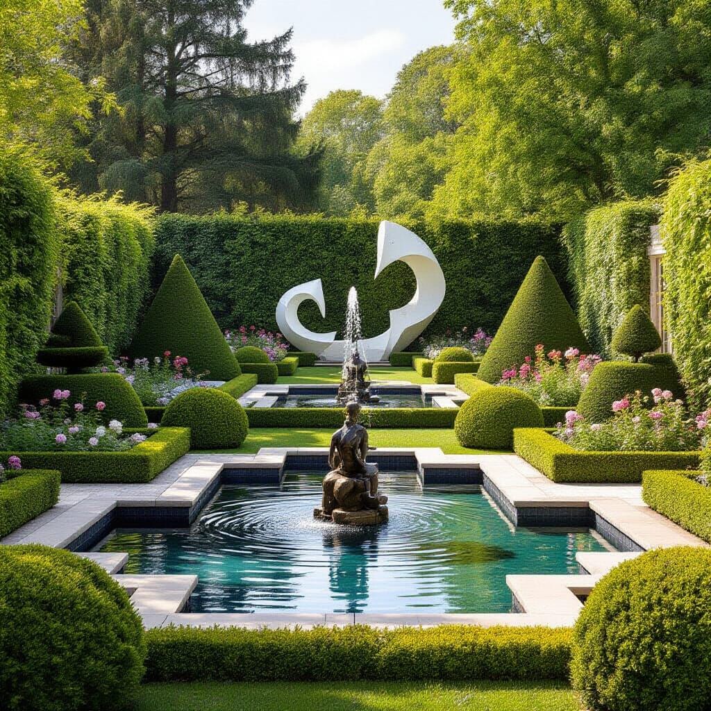 British Gardens Juxtaposed with Modern Art Installations