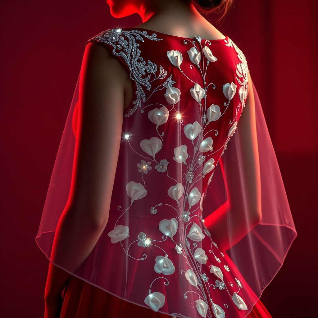 Red Wedding Dress with White Hearts