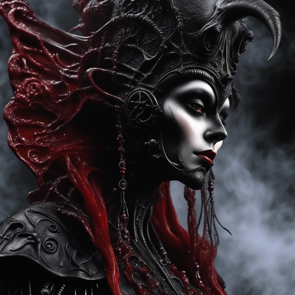 Gothic Mephistopheles Witch in Dark Fantasy Style