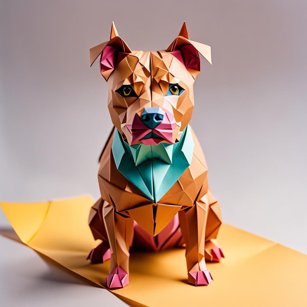 Origami Pitbull Papercraft in 8K Resolution