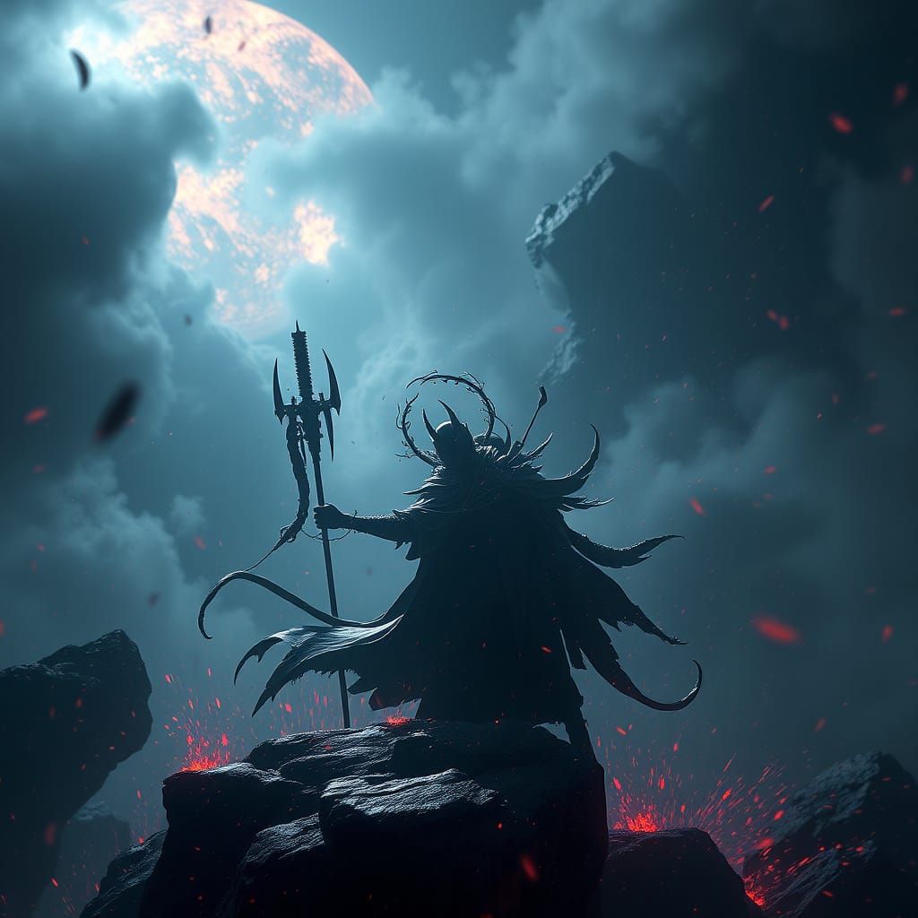 Dark Fantasy Masterpiece in Cyberpunk Style