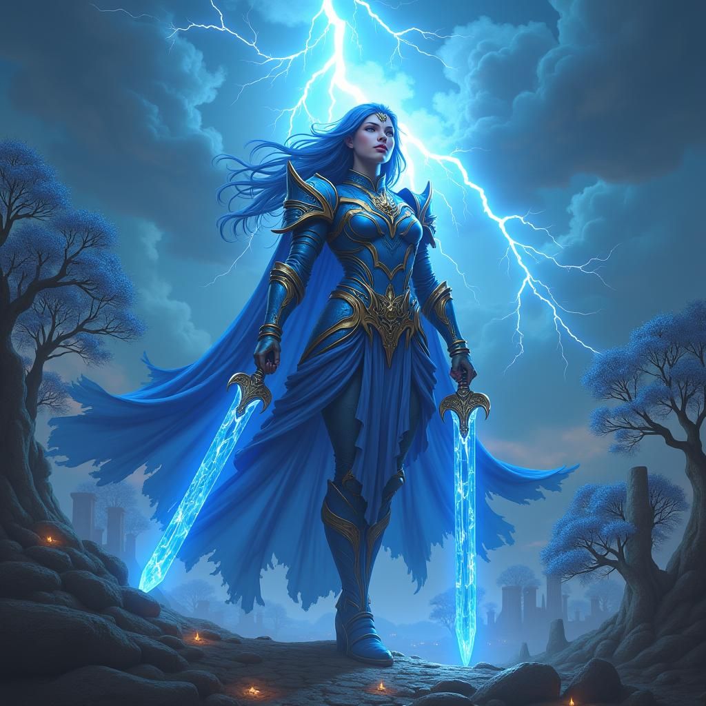 Heroic Paladin in Fantasy Landscape, Digital Art