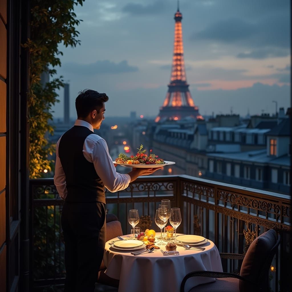 Romantic Parisian Evening in Golden Light