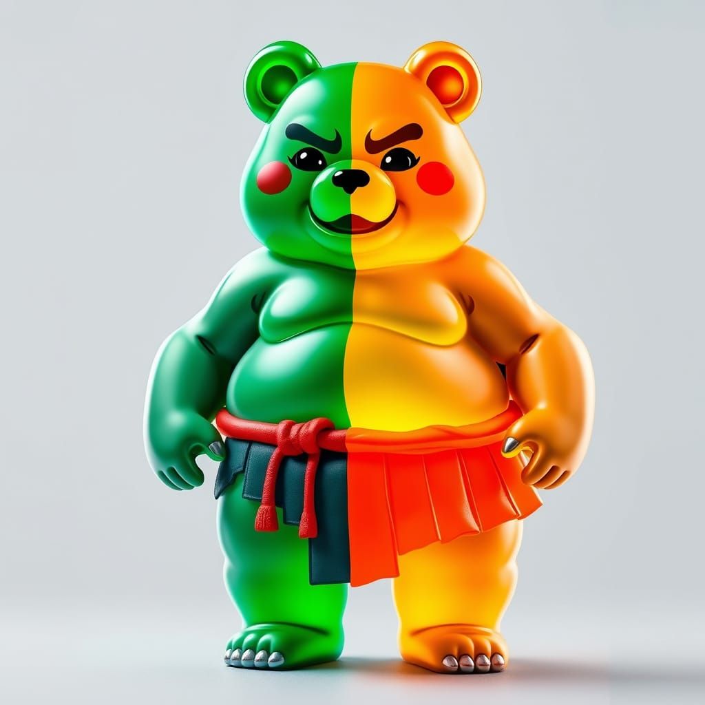 Gummy Bear Sumo Wrestler in Comic Book Style