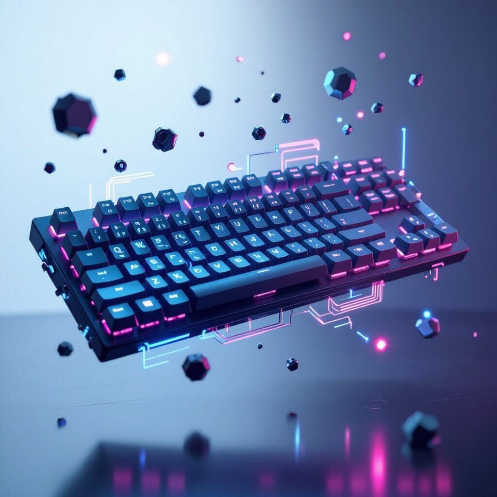 Exploded Mechanical Keyboard in Sci-Fi 3D Render