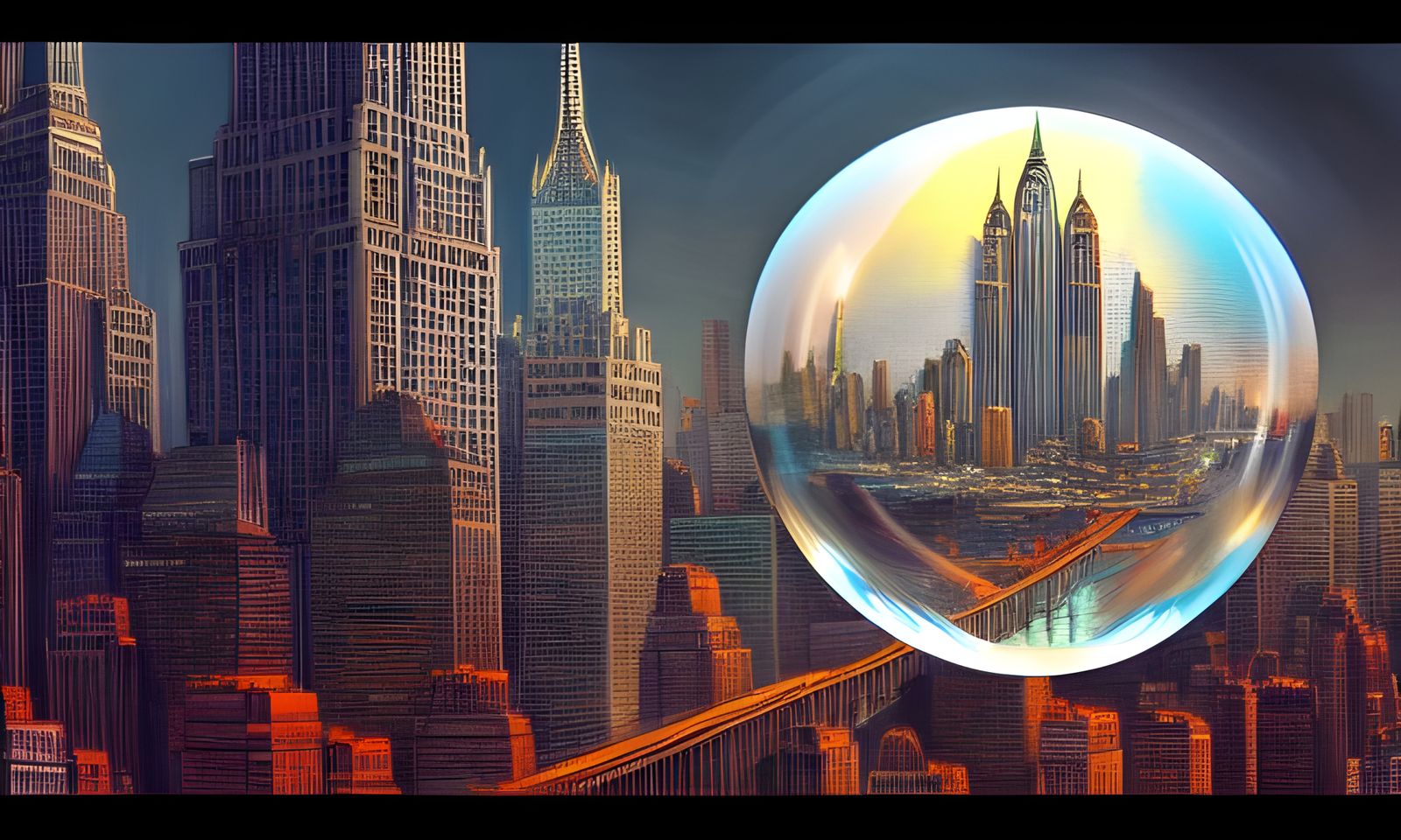 New York City in Glass Orb: Hyperdetailed Scenic Art
