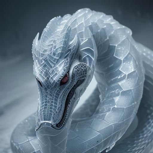 Hyperrealistic Ice Snake in High Definition