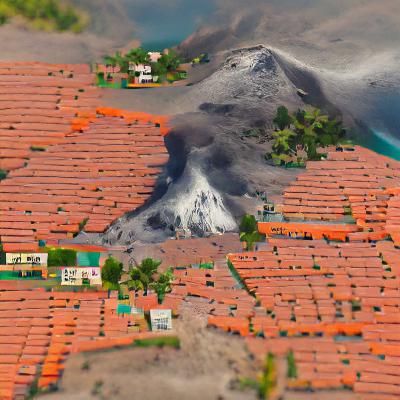 Volcanic Eruption Engulfs Ash-Covered Landscape