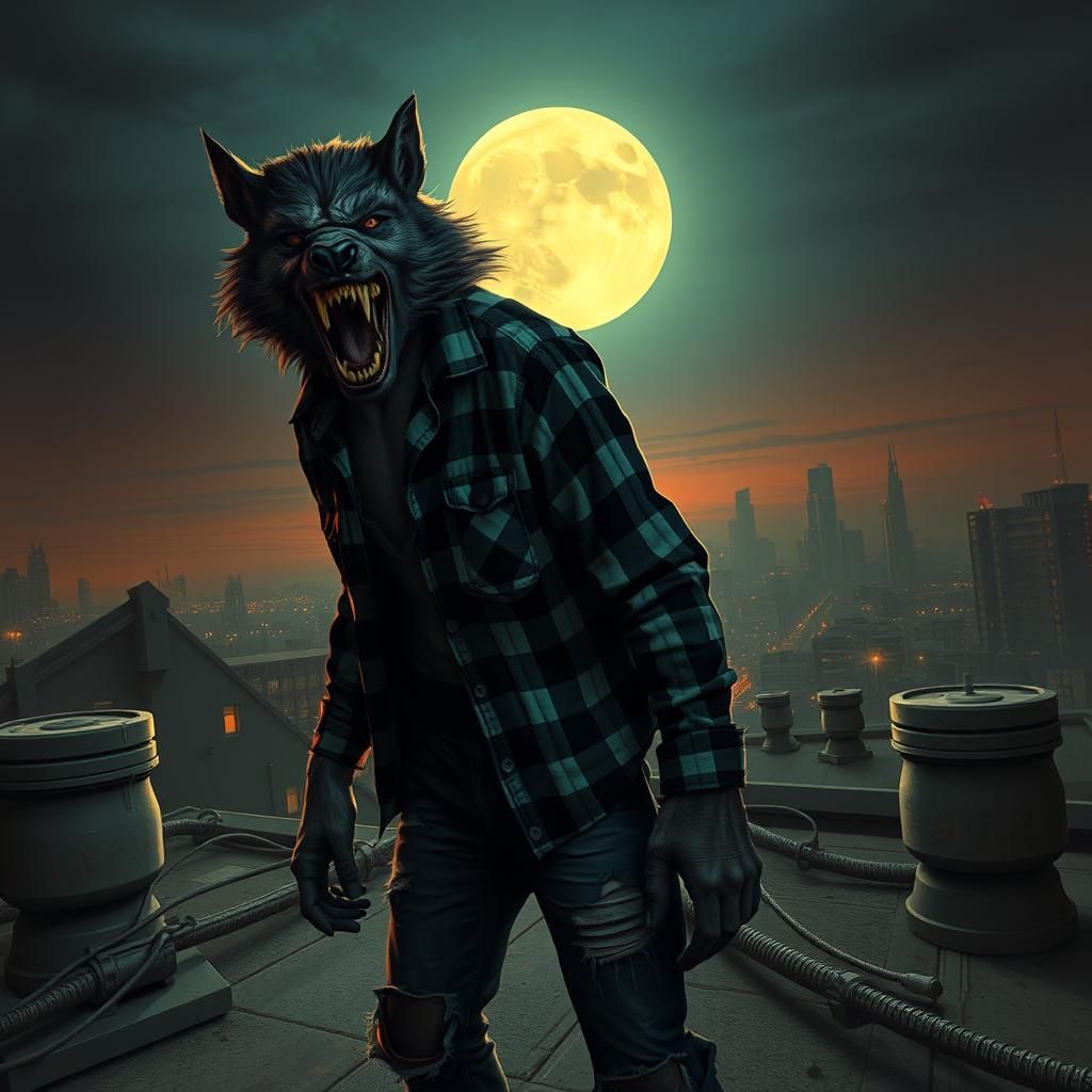 Werewolf on roof.