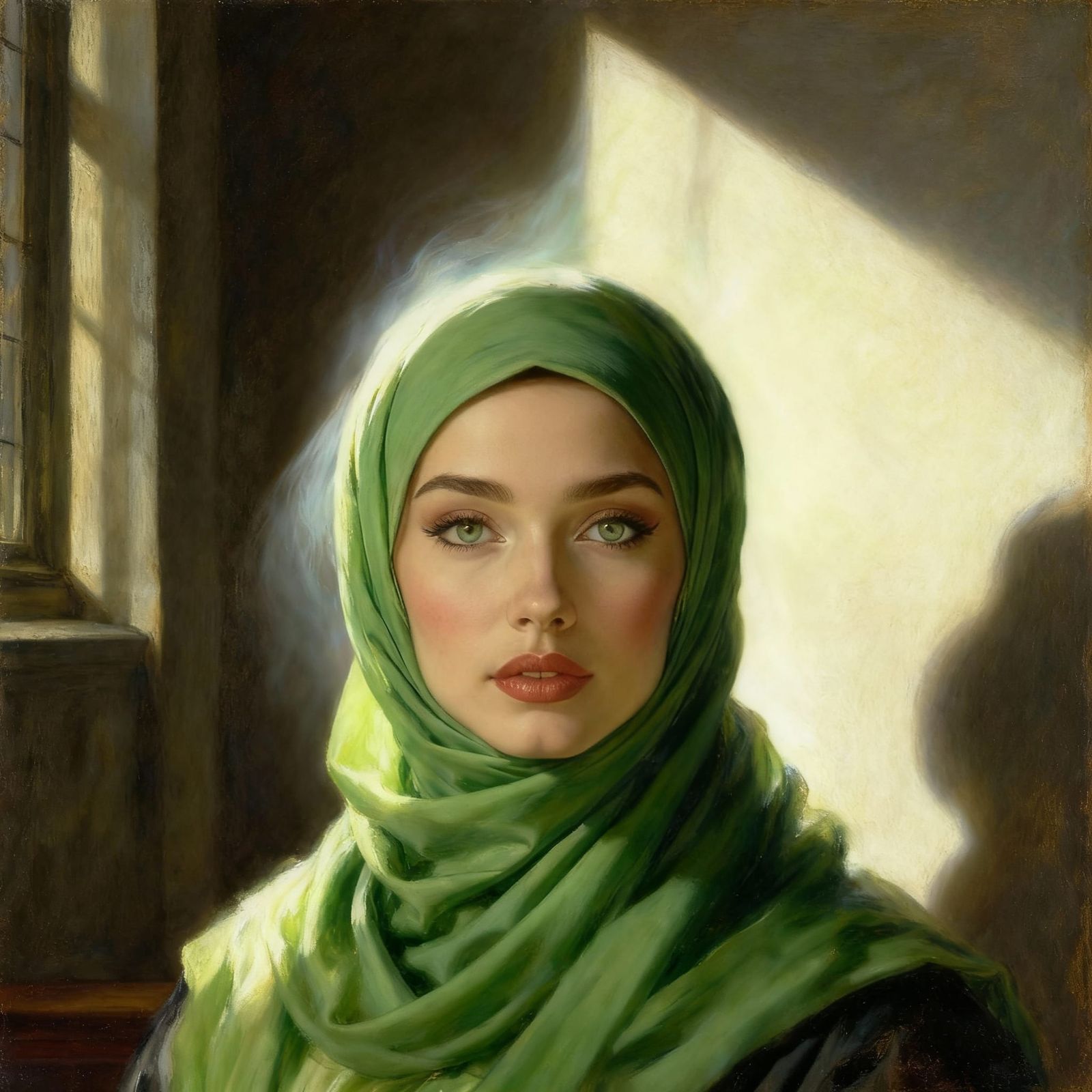 Renaissance Portrait: Woman in Cabbage and Vinyl Hijab