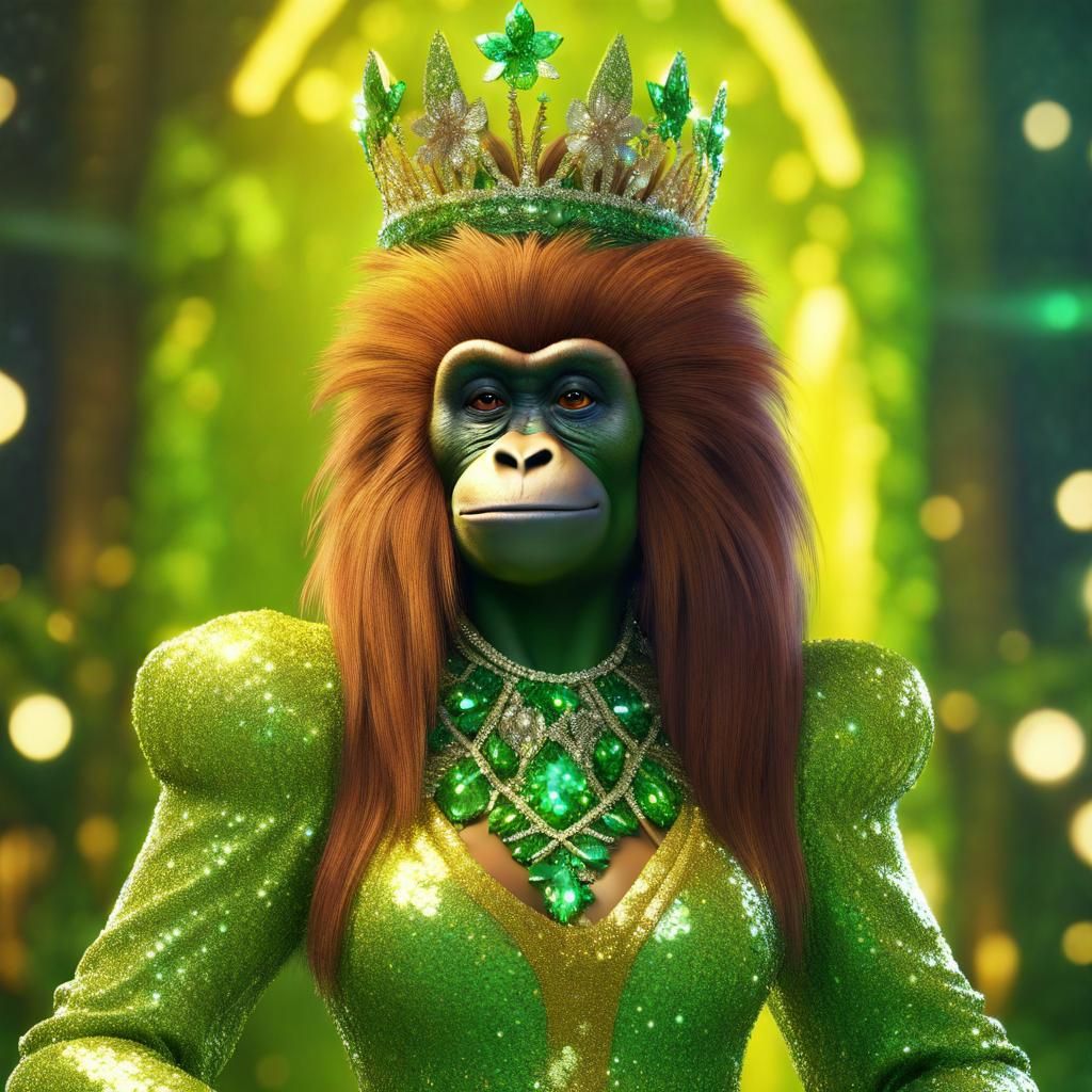 Orangutan Princess in Sequin Gown: Fantasy Art