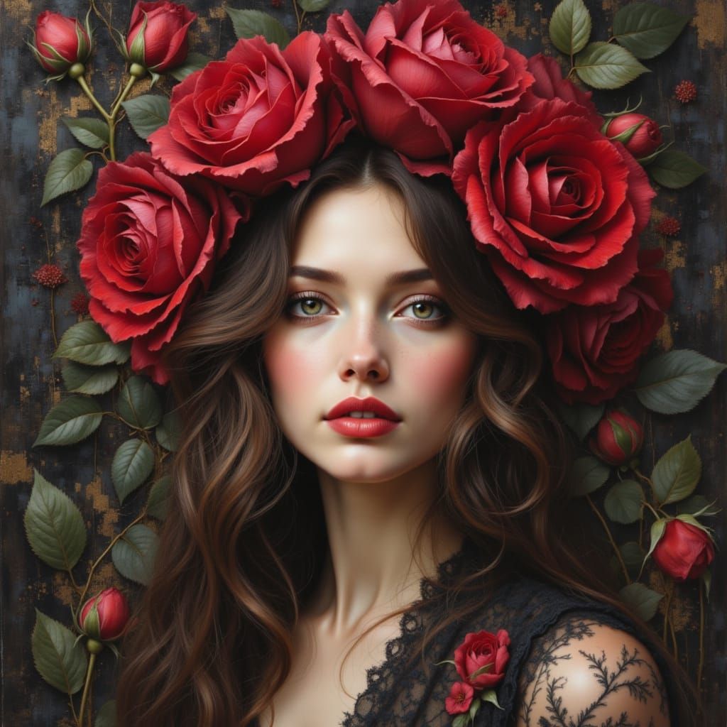 Beautiful Woman Evolving from Roses