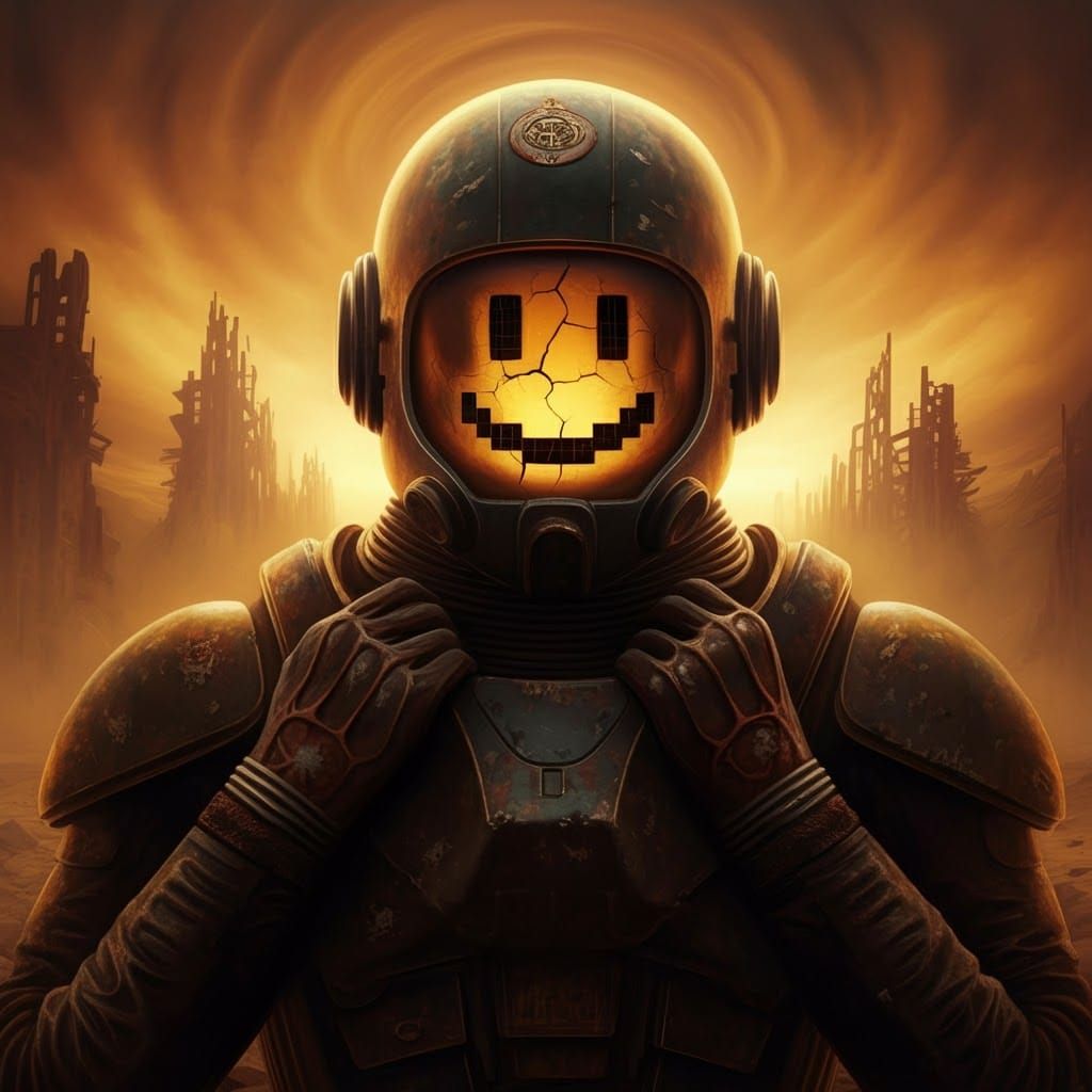 Creepy Pixelated Smile in Post-Apocalyptic World