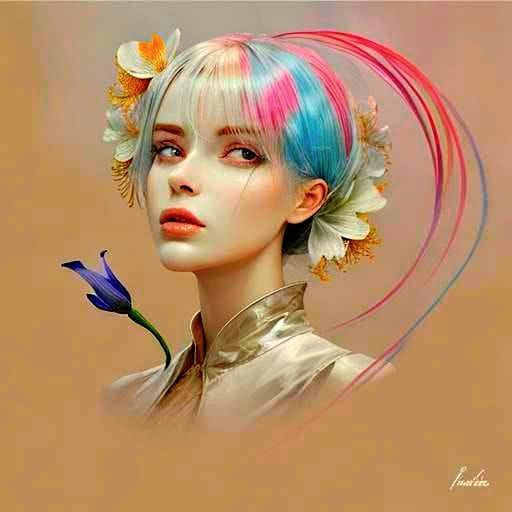 Vibrant Floral Arrangement with Integrated Faces