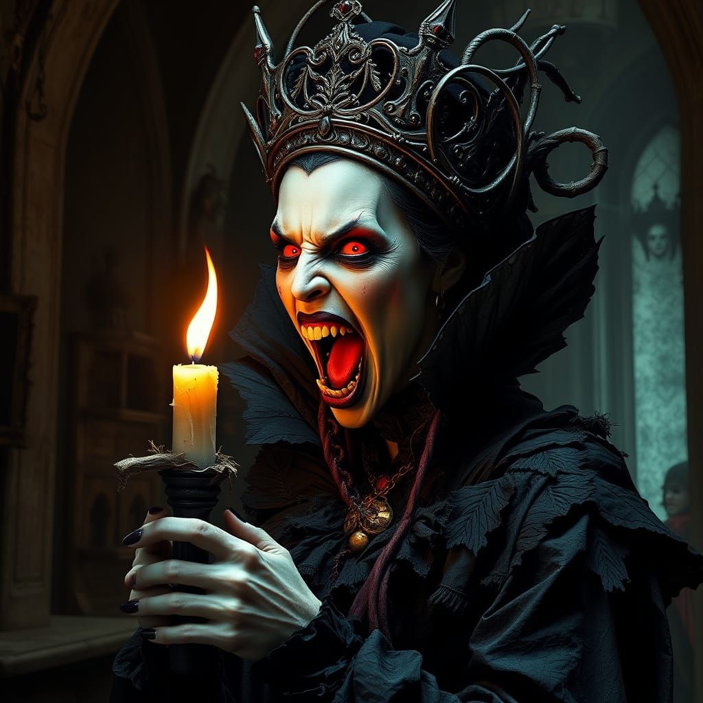 Macabre Vampire Queen Reigns in Dark, Gothic Horror