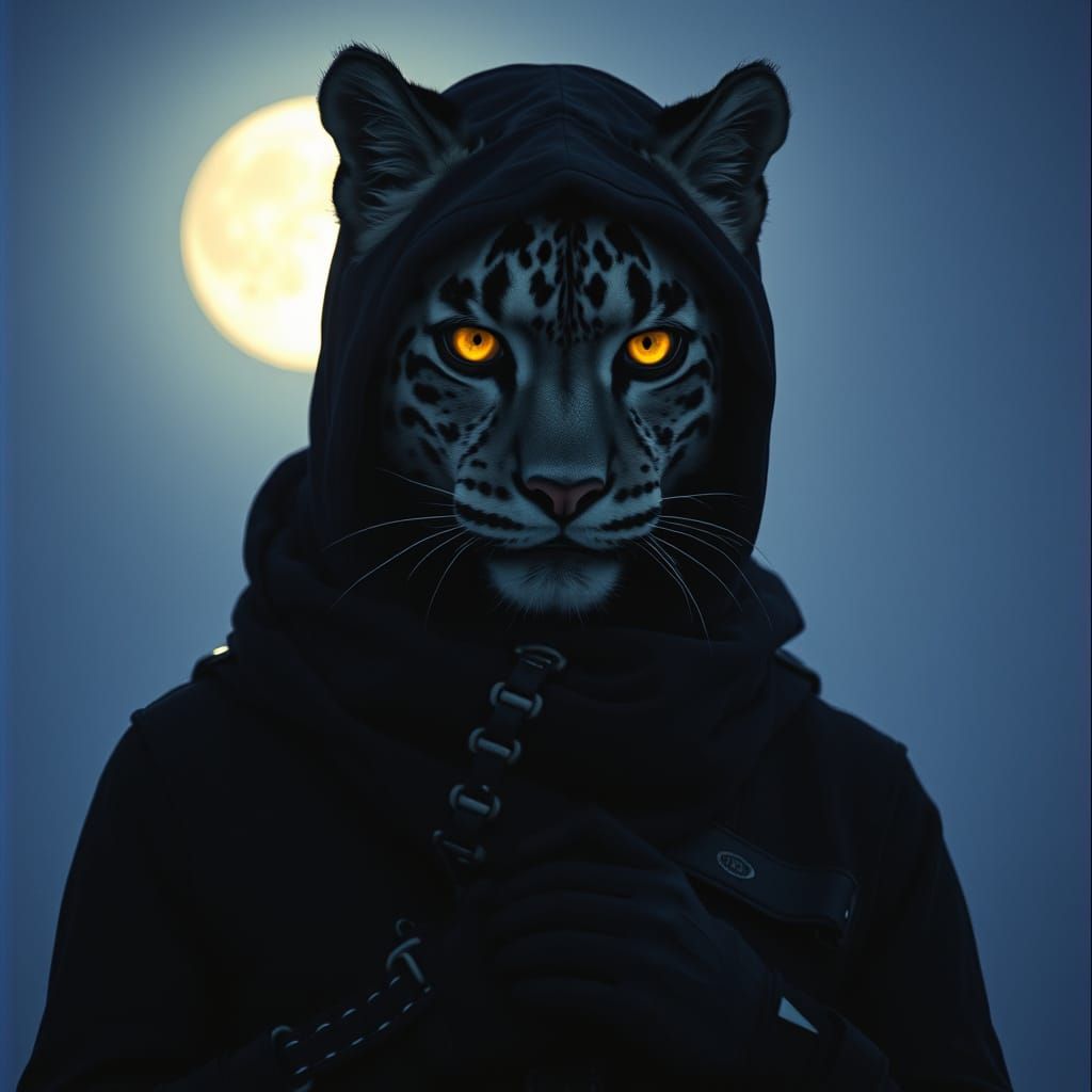 Snow Leopard Vampire Soldier in Cinematic Lighting