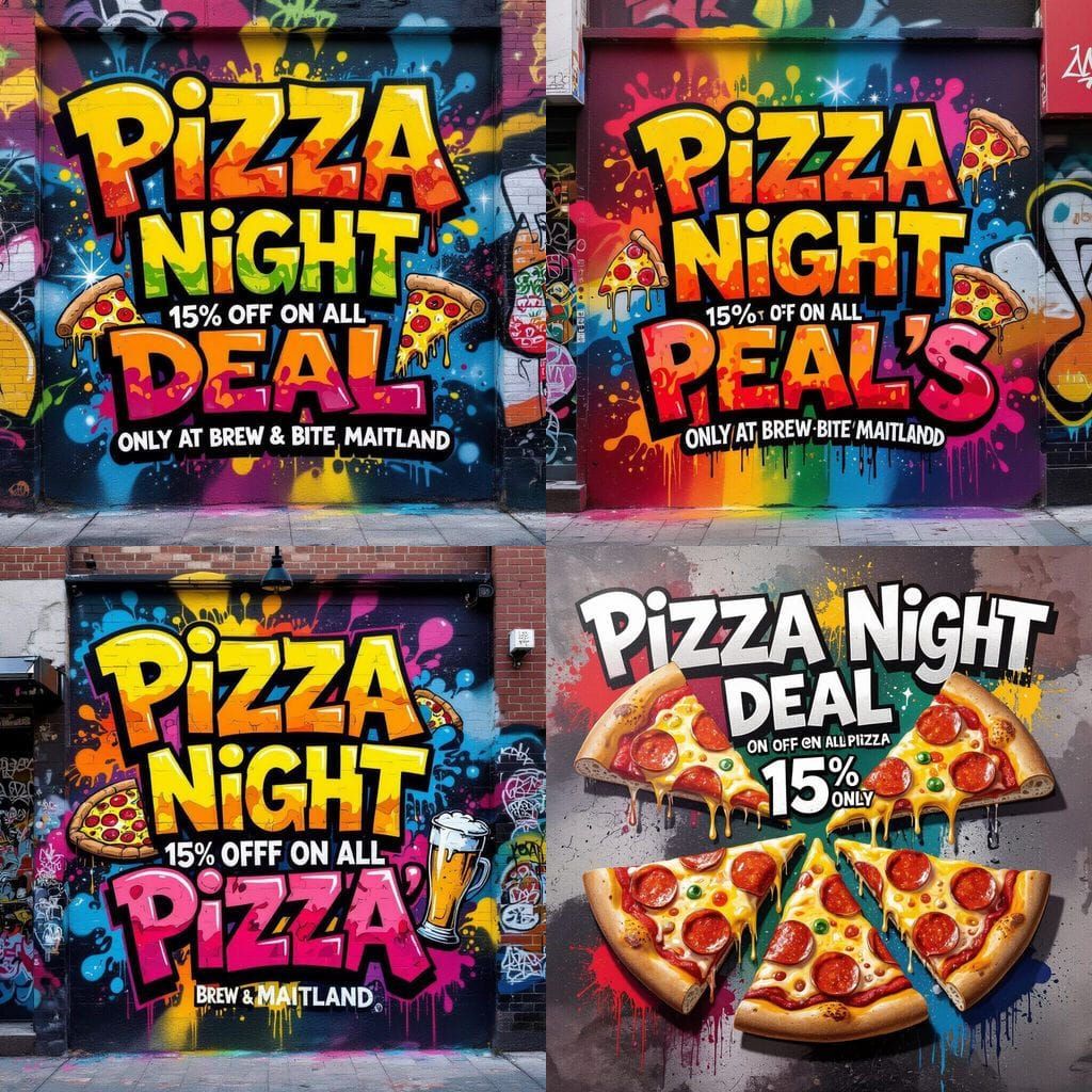 Graffiti Art Pizza Deal With Vibrant Splash Style