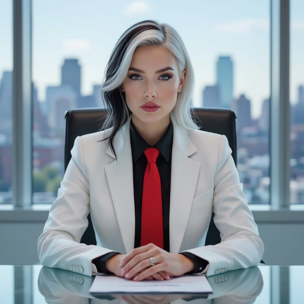 Hyper Realistic Photo of a Woman in Boston Business Suit