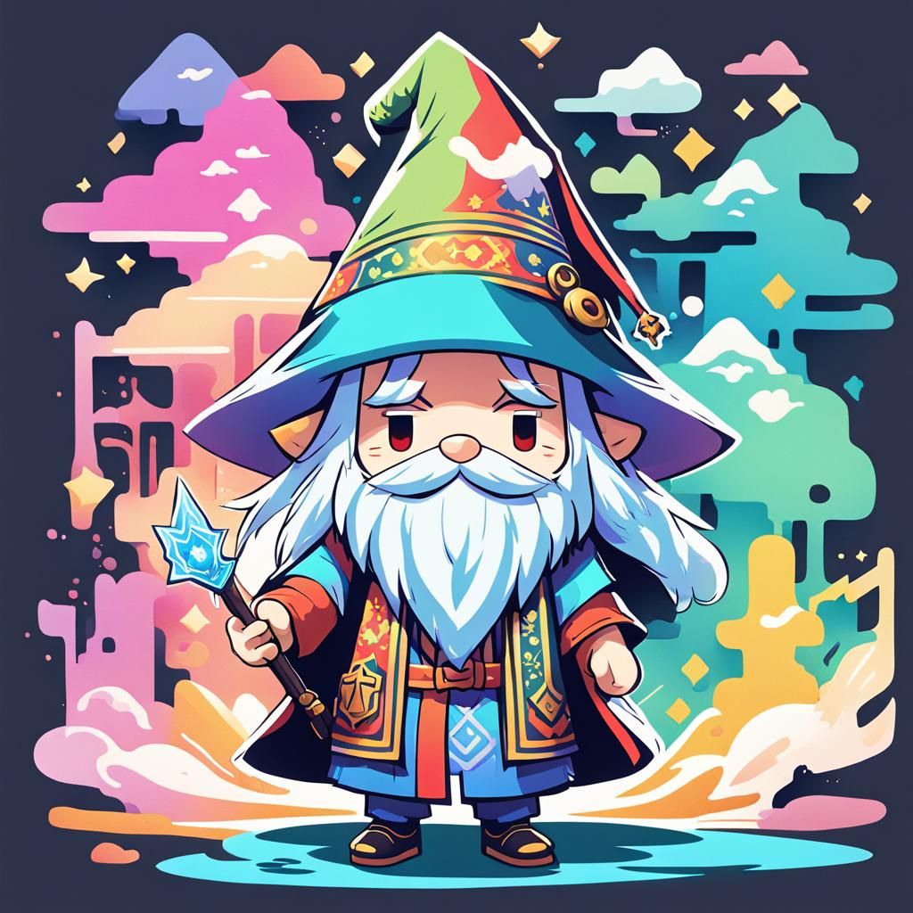 Chibi Anime Wizard in Pastel Manga Style