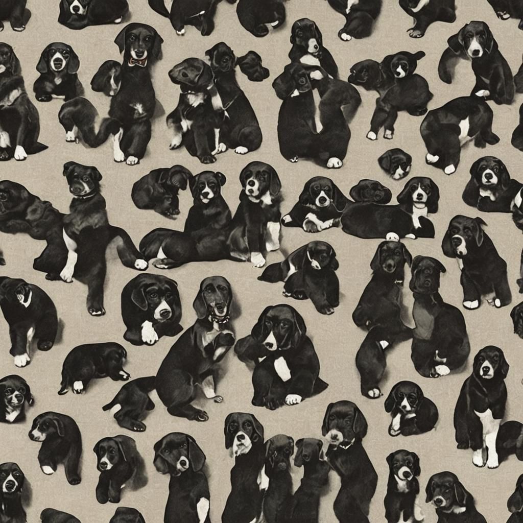 The Beatles as Puppies in 1960s Style