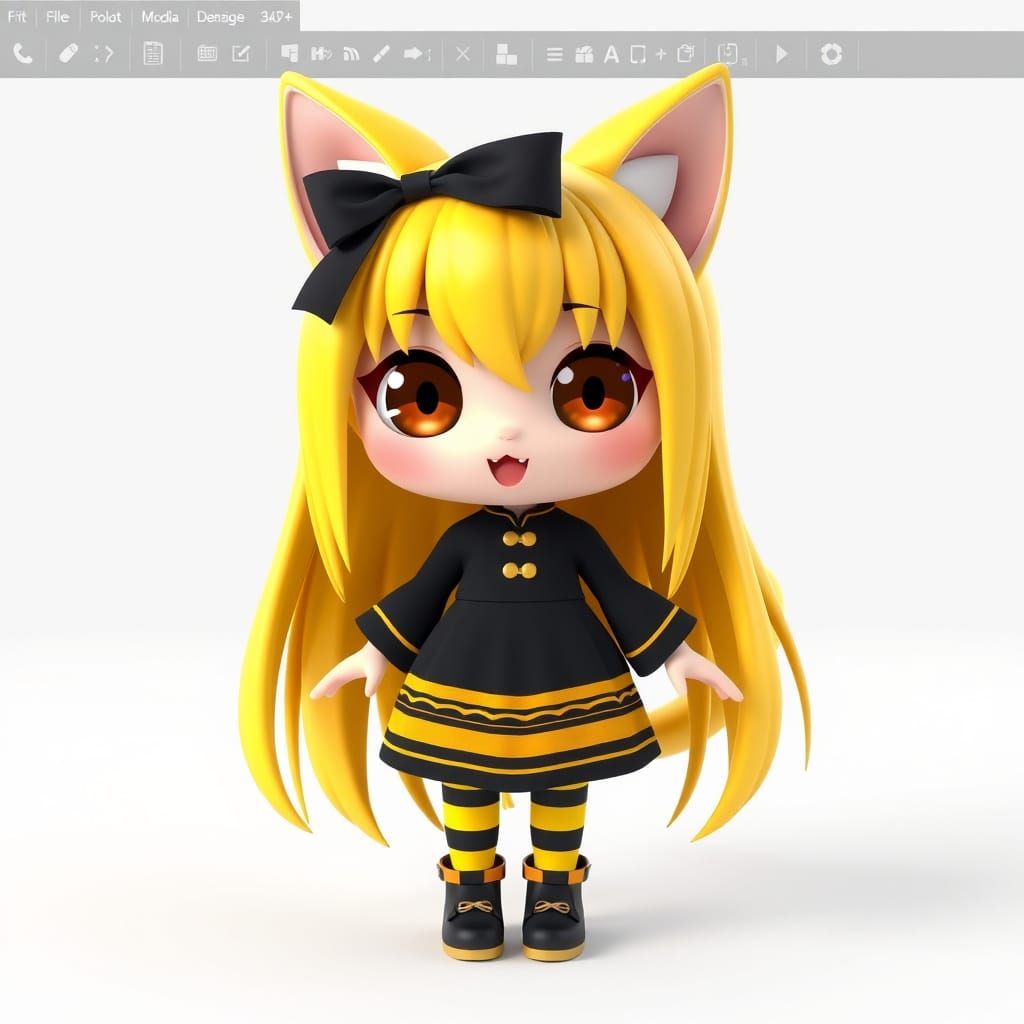 Cute Anime Catgirl in Traditional Japanese Attire