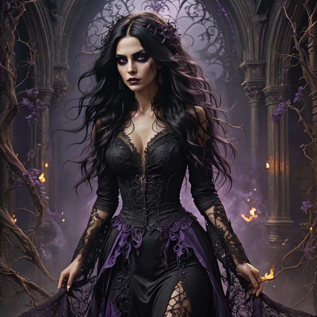 Stunning Gothic Woman with Lace and Filigree