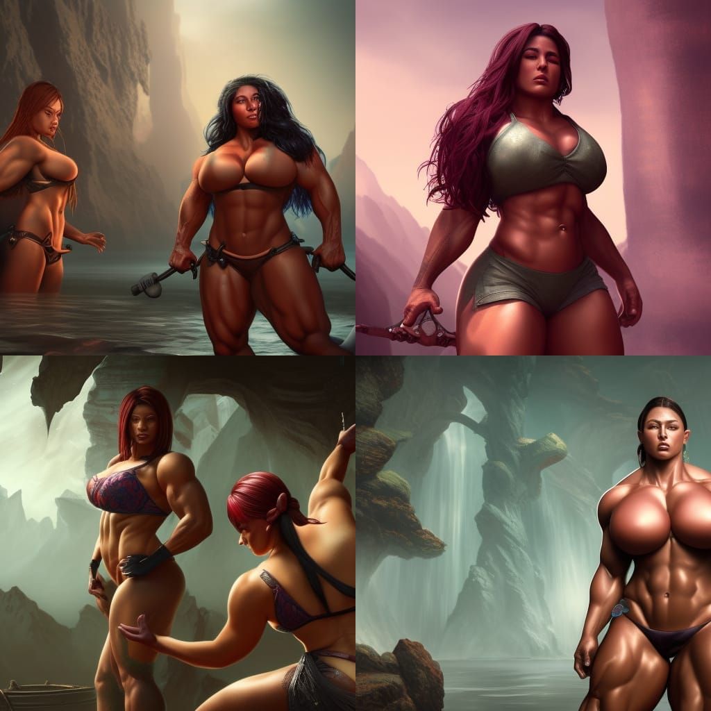 Muscular Women in Detailed Fantasy Art