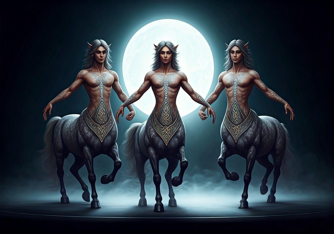 Centaurs Riverdance on Misty Moonlit Stage