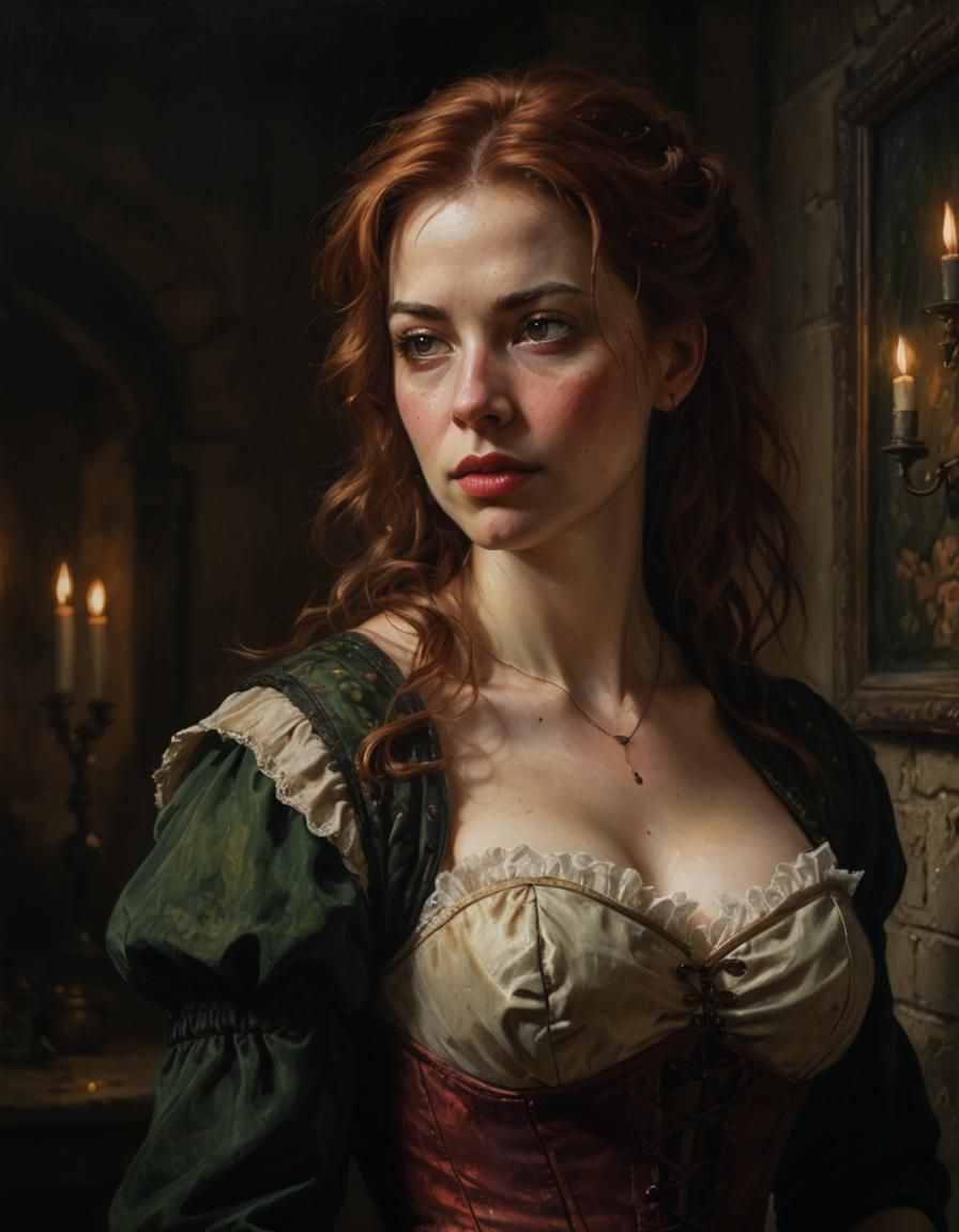 Baroque Portrait of a Woman in Candlelight