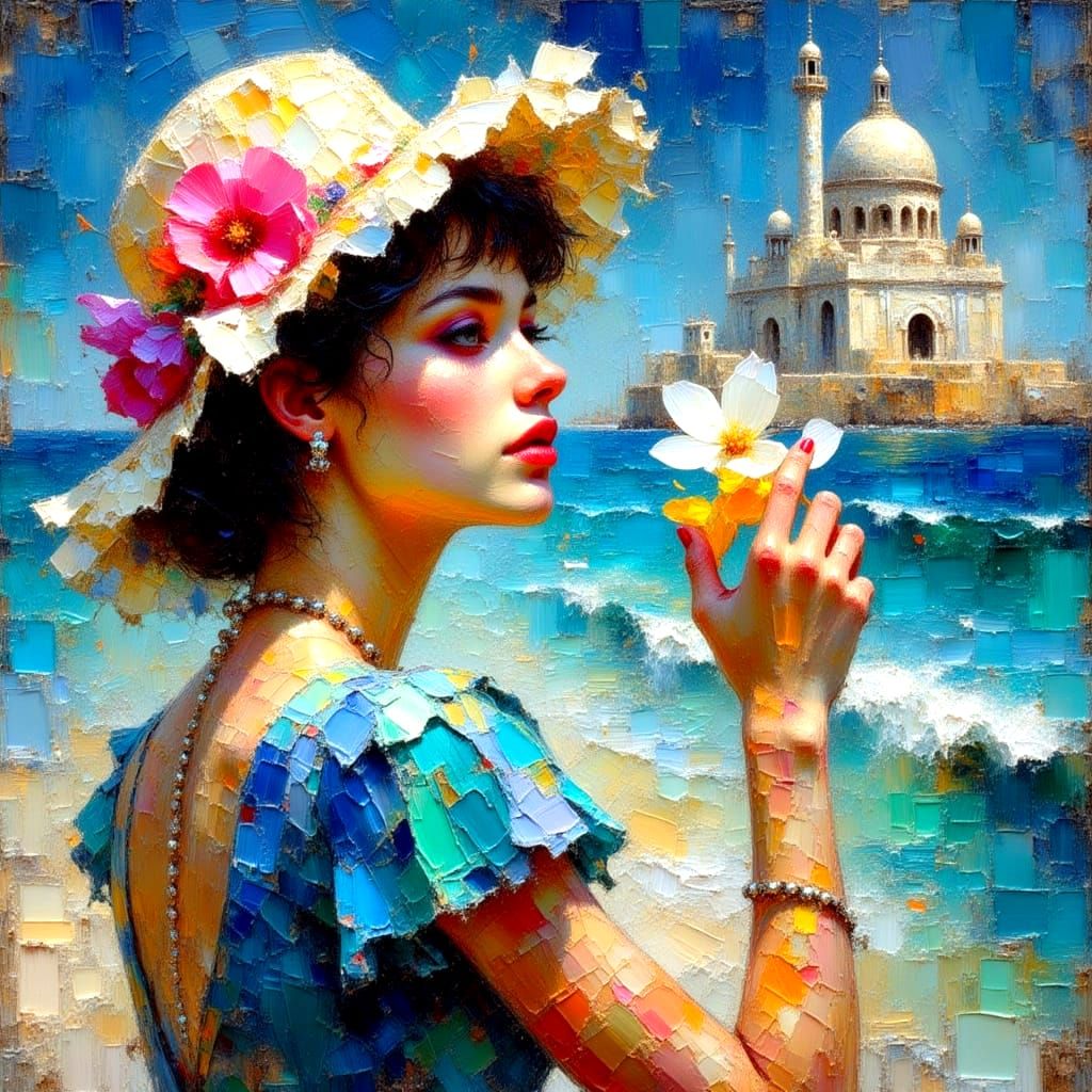 Nostalgic Airborne Farewell in Vibrant Oil Painting