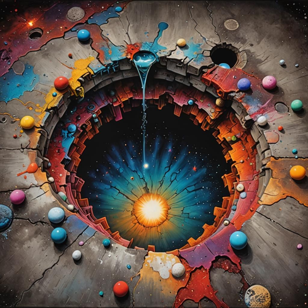 Surreal Space Sinkhole: Chalk Art by Victoria Frances