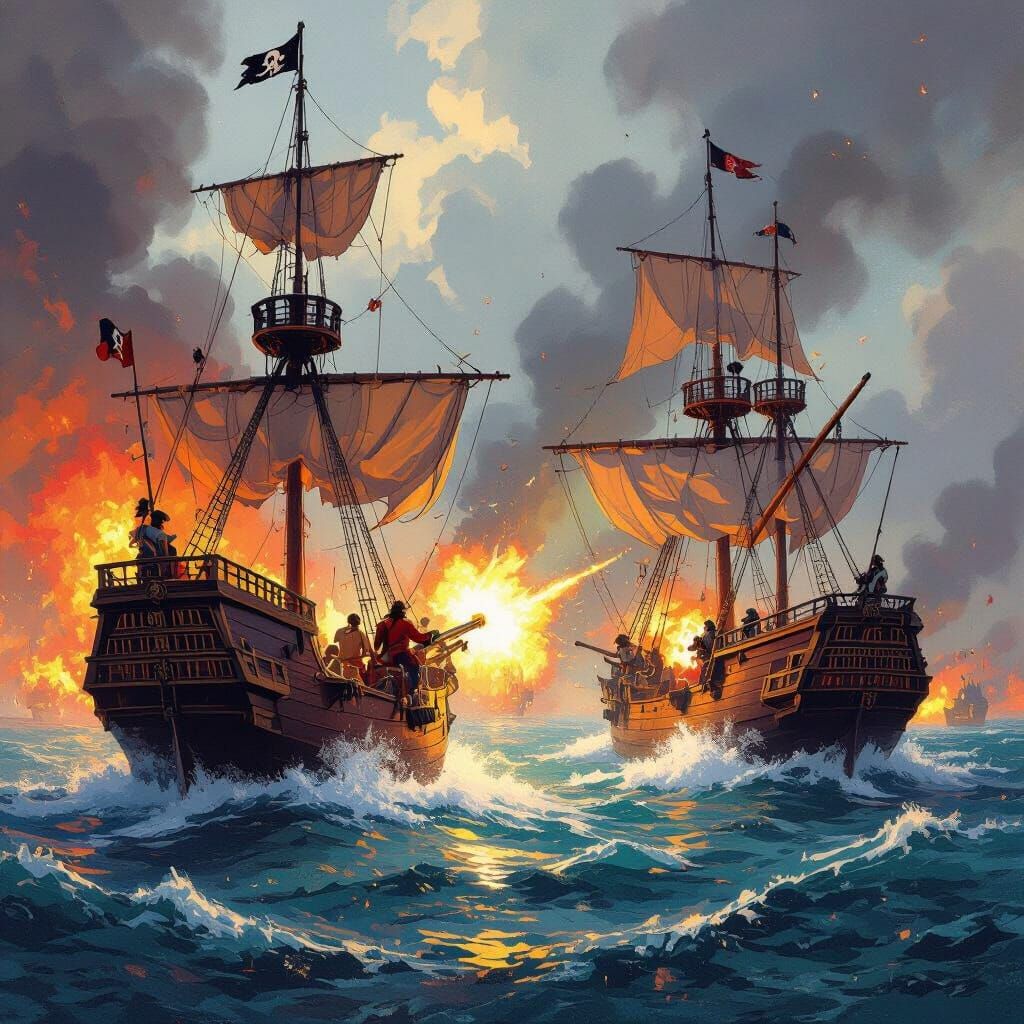 Epic Pirate Ship Battle in a Swashbuckling Scene