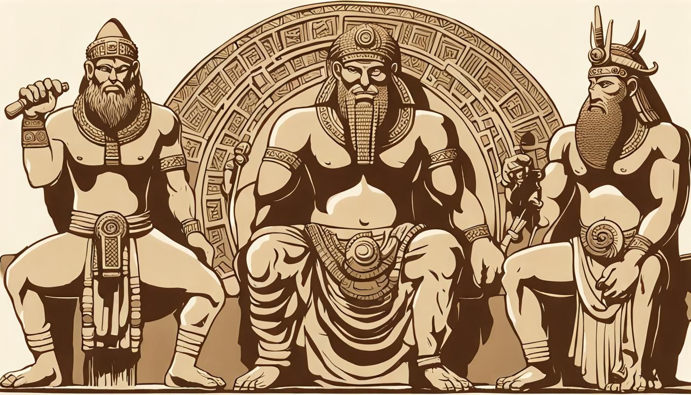 Gilgamesh, Enkidu, and Humbaba Composition