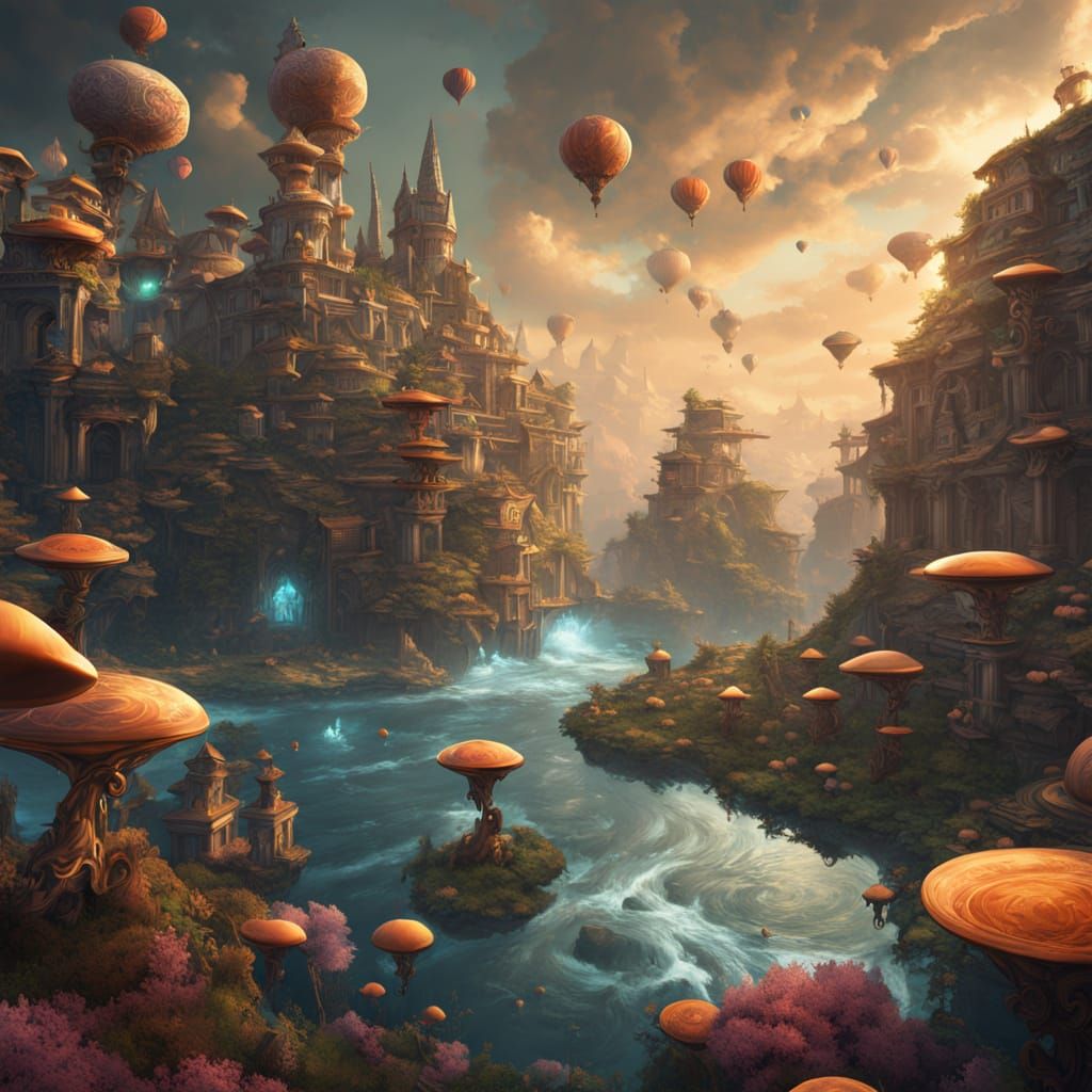 Surreal Upward Rivers and Floating Book Islands