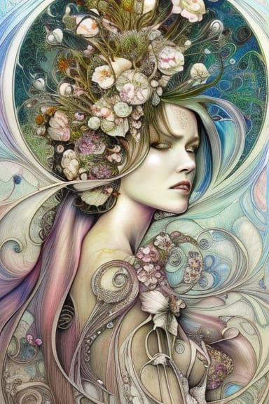 Ornate White Violin with Floral Filigree