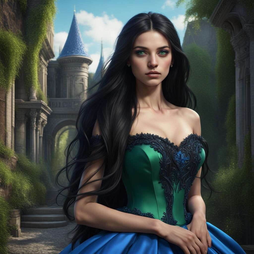 Teenage Girl in Blue Ballgown Fantasy Concept Art