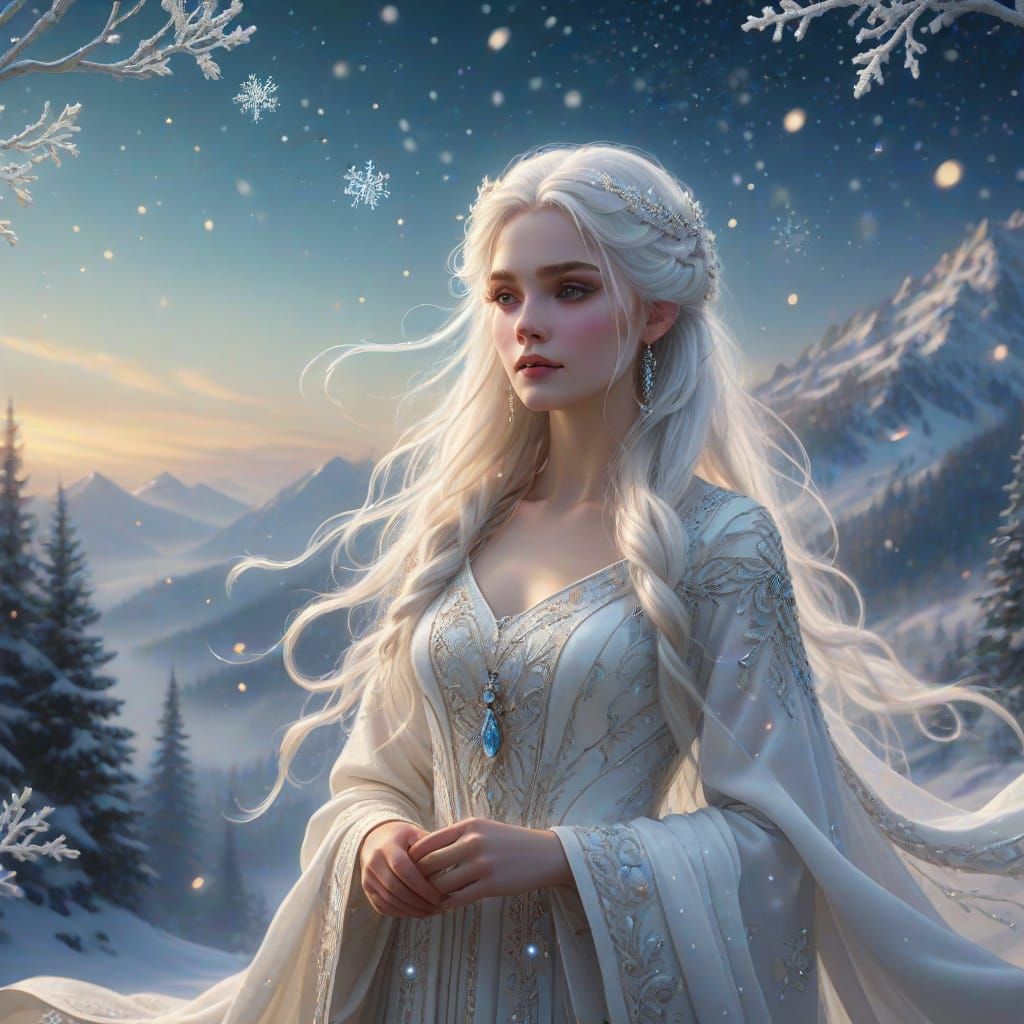 Ethereal Fae Queen in Sparkling Winter Wonderland
