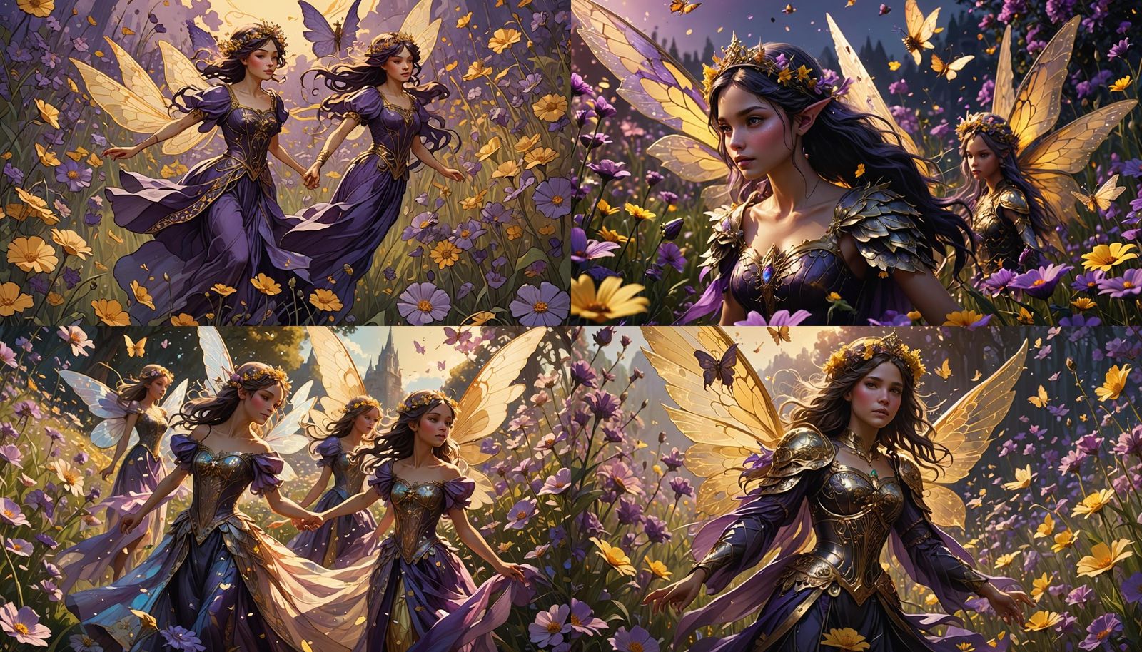 Fairy Princess and Royal Guards in Flower Field